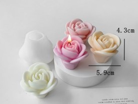 Molde silicona rosa alargada con petalos